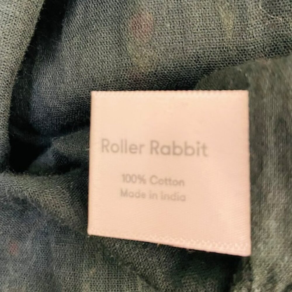 Roller Rabbit Hunter Green Floral Cotton Block Print Maxi Dress Mateaus Medium - Picture 9 of 11